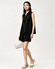 Triacetat Polo-Set mit Zip-Top und Shorts