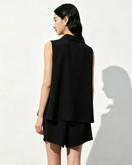 Triacetat Polo-Set mit Zip-Top und Shorts