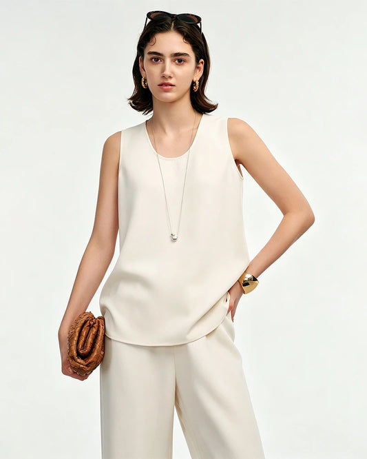 Triacetat-Tanktop mit Rundhalsausschnitt und lockerer Passform