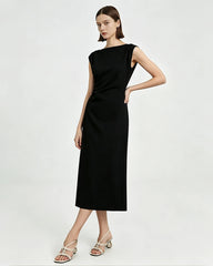 Triacetat-Midikleid mit geraffter Taille