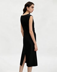 Triacetat-Midikleid mit geraffter Taille