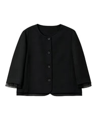 Triacetat-Cropped-Blazer mit transparentem Seidenbesatz