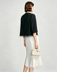 Triacetat-Cropped-Blazer mit transparentem Seidenbesatz