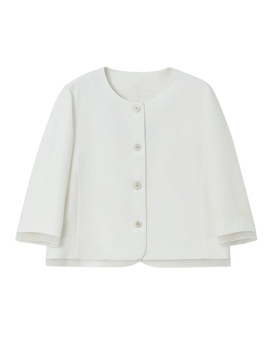 Triacetat-Cropped-Blazer mit transparentem Seidenbesatz