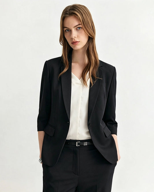 Triacetat-Blazer mit verkürzten Ärmeln und Seidenfutter