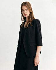 Triacetat-Blazer mit verkürzten Ärmeln und Seidenfutter