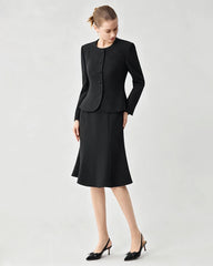 Triacetat-Schößchenjacke mit formender Passform und Seidenfutter