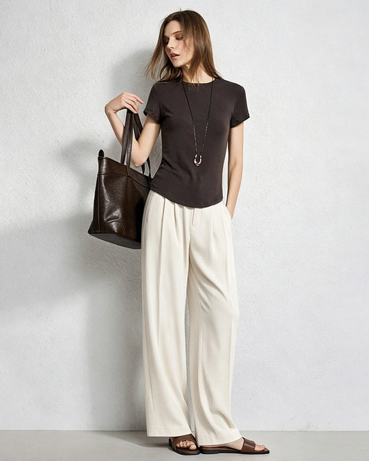 Triacetat-Hose mit geradem Bein und Seidenfutter