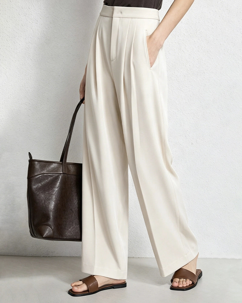 Triacetat-Hose mit geradem Bein und Seidenfutter