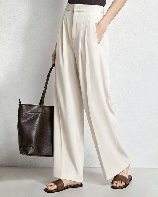Triacetat-Hose mit geradem Bein und Seidenfutter