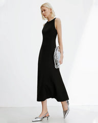 Triacetat-Maxikleid in A-Linie ohne Ärmel