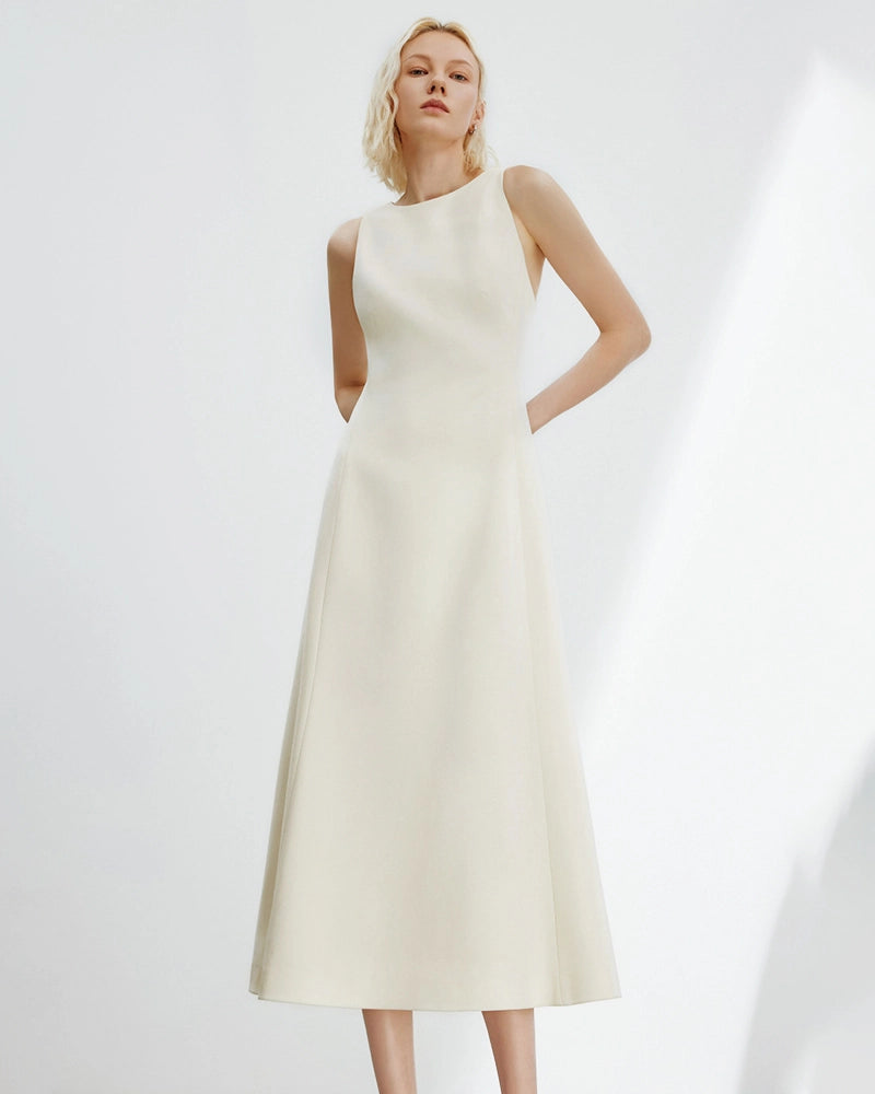 Triacetat-Maxikleid in A-Linie ohne Ärmel