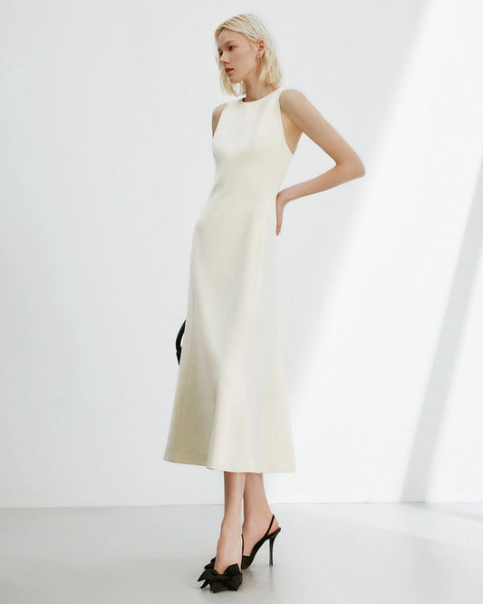 Triacetat-Maxikleid in A-Linie ohne Ärmel
