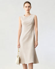 Ärmelloses Triacetat-Midikleid mit ausgestelltem Saum