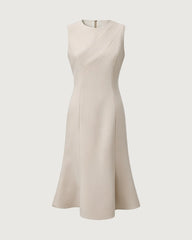 Ärmelloses Triacetat-Midikleid mit ausgestelltem Saum