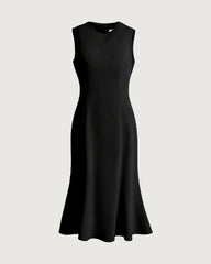 Ärmelloses Triacetat-Midikleid mit ausgestelltem Saum