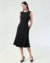 Ärmelloses Triacetat-Midikleid mit ausgestelltem Saum