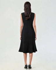 Ärmelloses Triacetat-Midikleid mit ausgestelltem Saum