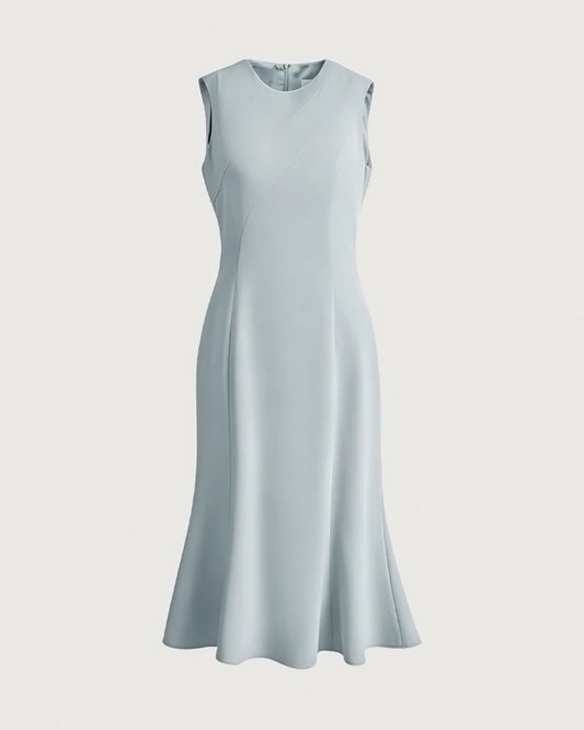 Ärmelloses Triacetat-Midikleid mit ausgestelltem Saum