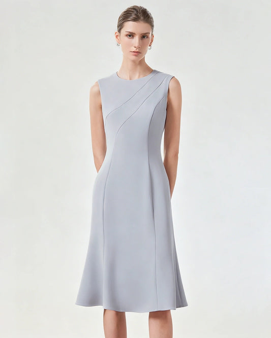 Ärmelloses Triacetat-Midikleid mit ausgestelltem Saum