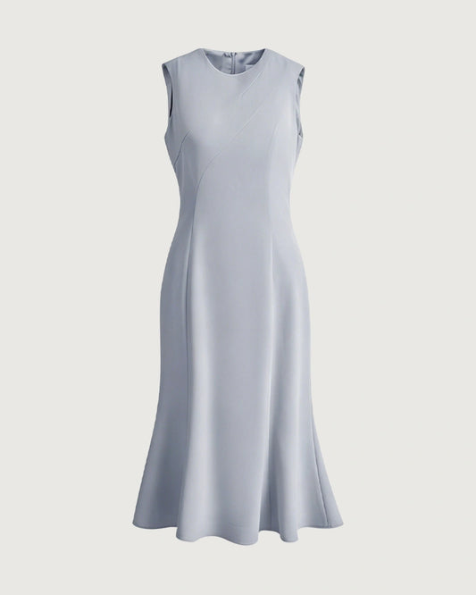 Ärmelloses Triacetat-Midikleid mit ausgestelltem Saum