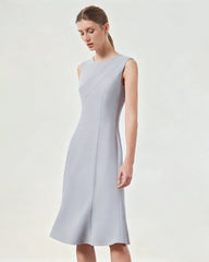 Ärmelloses Triacetat-Midikleid mit ausgestelltem Saum
