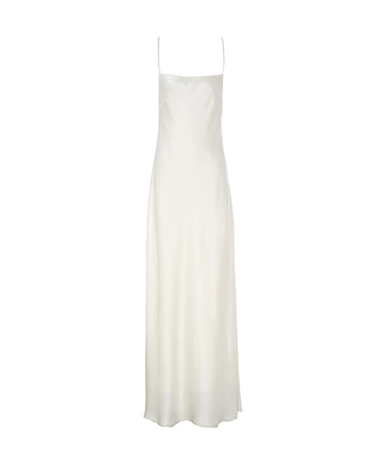 Triacetat-Maxikleid mit Spaghettiträgern und Seidenfutter