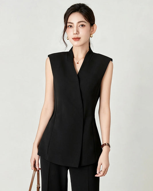 Triacetat-Anzugset mit Tailored-Weste und Wide-Leg-Hose
