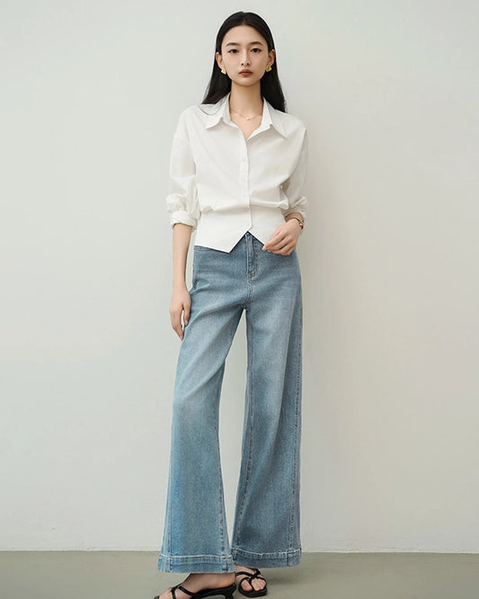 Maßgeschneiderte Triacetat-Bluse mit Knöpfen