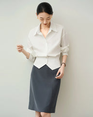 Maßgeschneiderte Triacetat-Bluse mit Knöpfen