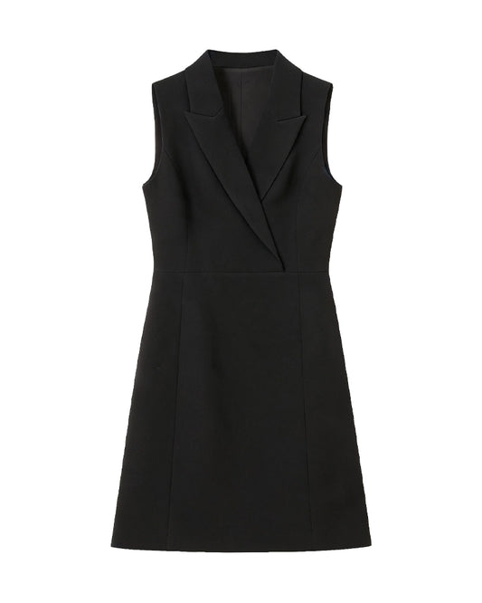 Triacetat-Blazerkleid mit V-Ausschnitt und Seidenfutter
