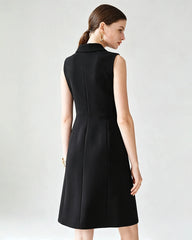 Triacetat-Blazerkleid mit V-Ausschnitt und Seidenfutter