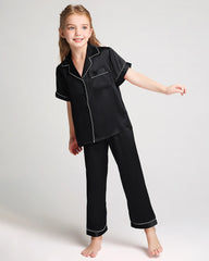 Unisex Seiden-Pyjama-Set für Kinder mit Kurzarm