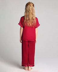 Unisex Seiden-Pyjama-Set für Kinder mit Kurzarm