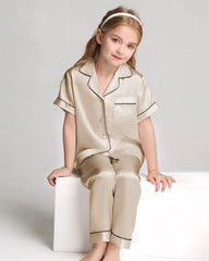 Unisex Seiden-Pyjama-Set für Kinder mit Kurzarm