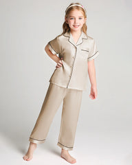 Unisex Seiden-Pyjama-Set für Kinder mit Kurzarm