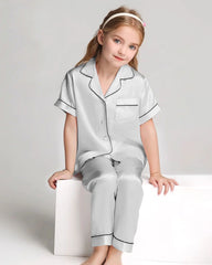 Unisex Seiden-Pyjama-Set für Kinder mit Kurzarm