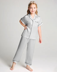 Unisex Seiden-Pyjama-Set für Kinder mit Kurzarm