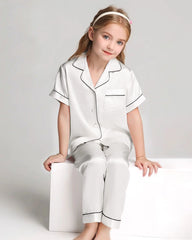Unisex Seiden-Pyjama-Set für Kinder mit Kurzarm