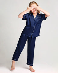Unisex Seiden-Pyjama-Set für Kinder mit Kurzarm
