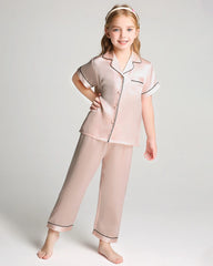 Unisex Seiden-Pyjama-Set für Kinder mit Kurzarm