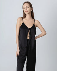Damen Seiden-Pyjama-Set, V-Ausschnitt Camisole