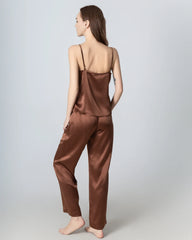 Damen Seiden-Pyjama-Set, V-Ausschnitt Camisole