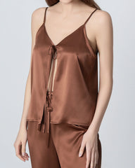 Damen Seiden-Pyjama-Set, V-Ausschnitt Camisole