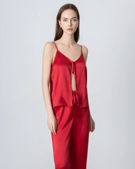 Damen Seiden-Pyjama-Set, V-Ausschnitt Camisole
