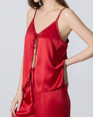 Damen Seiden-Pyjama-Set, V-Ausschnitt Camisole