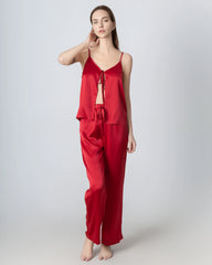 Damen Seiden-Pyjama-Set, V-Ausschnitt Camisole