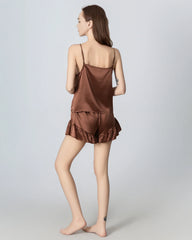 Seiden-Pyjama-Set mit V-Ausschnitt Camisole und offener Front