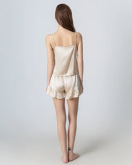 Seiden-Pyjama-Set mit V-Ausschnitt Camisole und offener Front