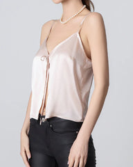 Seiden-Camisole mit V-Ausschnitt und Frontöffnung